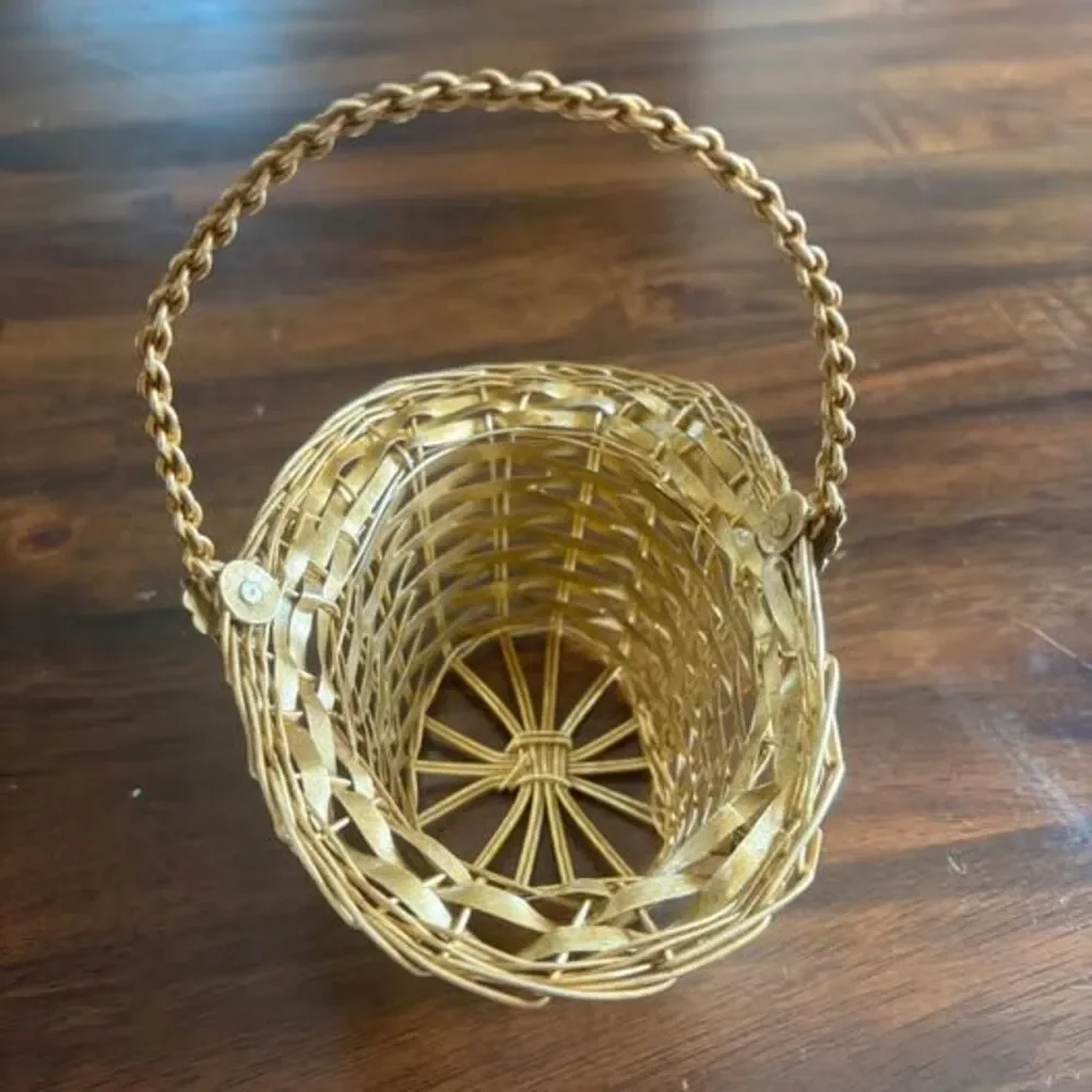 Vintage Gold Woven Wire Basket